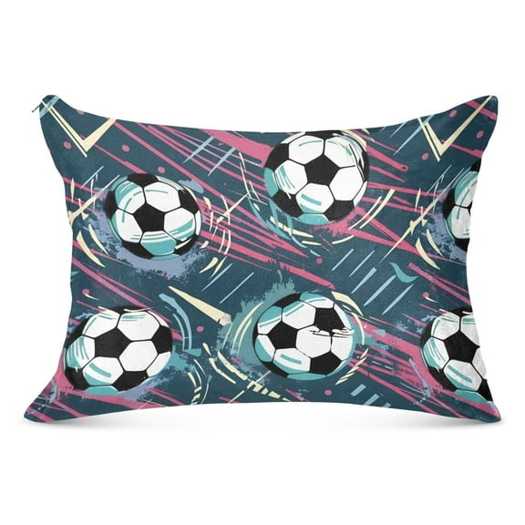 Soccer Balls Plush Pillow Cases Standard Size Ultra Soft Warm Pillowcases with Zipper 20"x26"