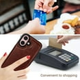thumbnail image 5 of Compatible with iPhone 16 Case, with PU Leather Credit Card Holder Magnetic Back Stand Cell Accessories Flip Purse Slim Design Phone Cover for iPhone 16 Women Men, Brown, 5 of 11
