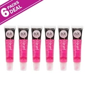 6 Pack NICKA K LIP GEL Thick Hydrating Gloss INFUSED Vitamin E CLEAR Bubble Gum