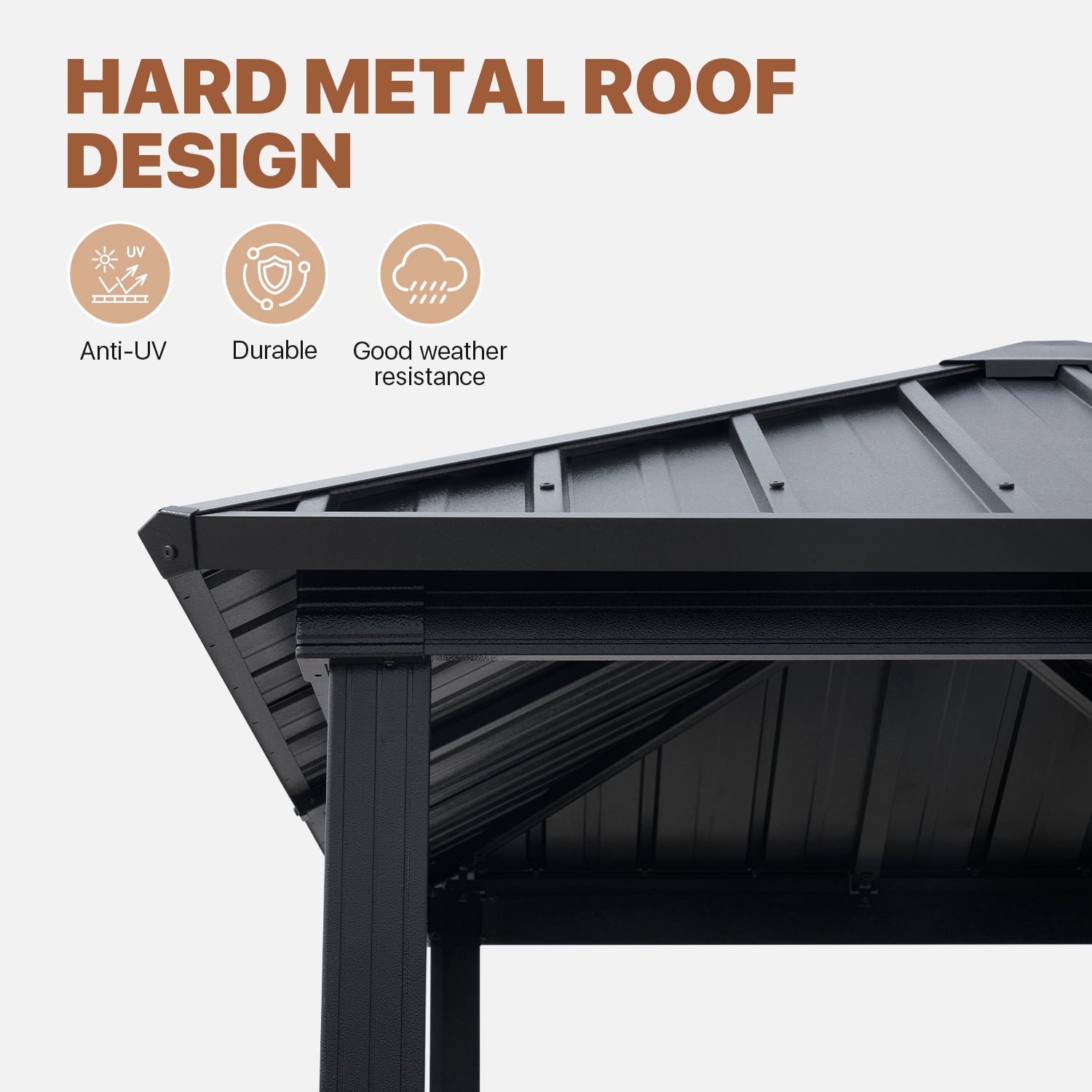BaPiPro 8x5ft Hardtop Grill Gazebo, Heavy Duty Metal Hardtop Outdoor BBQ Shelter with Galvanized Steel Roof, Patio Gazebo for Barbecue & Cooking