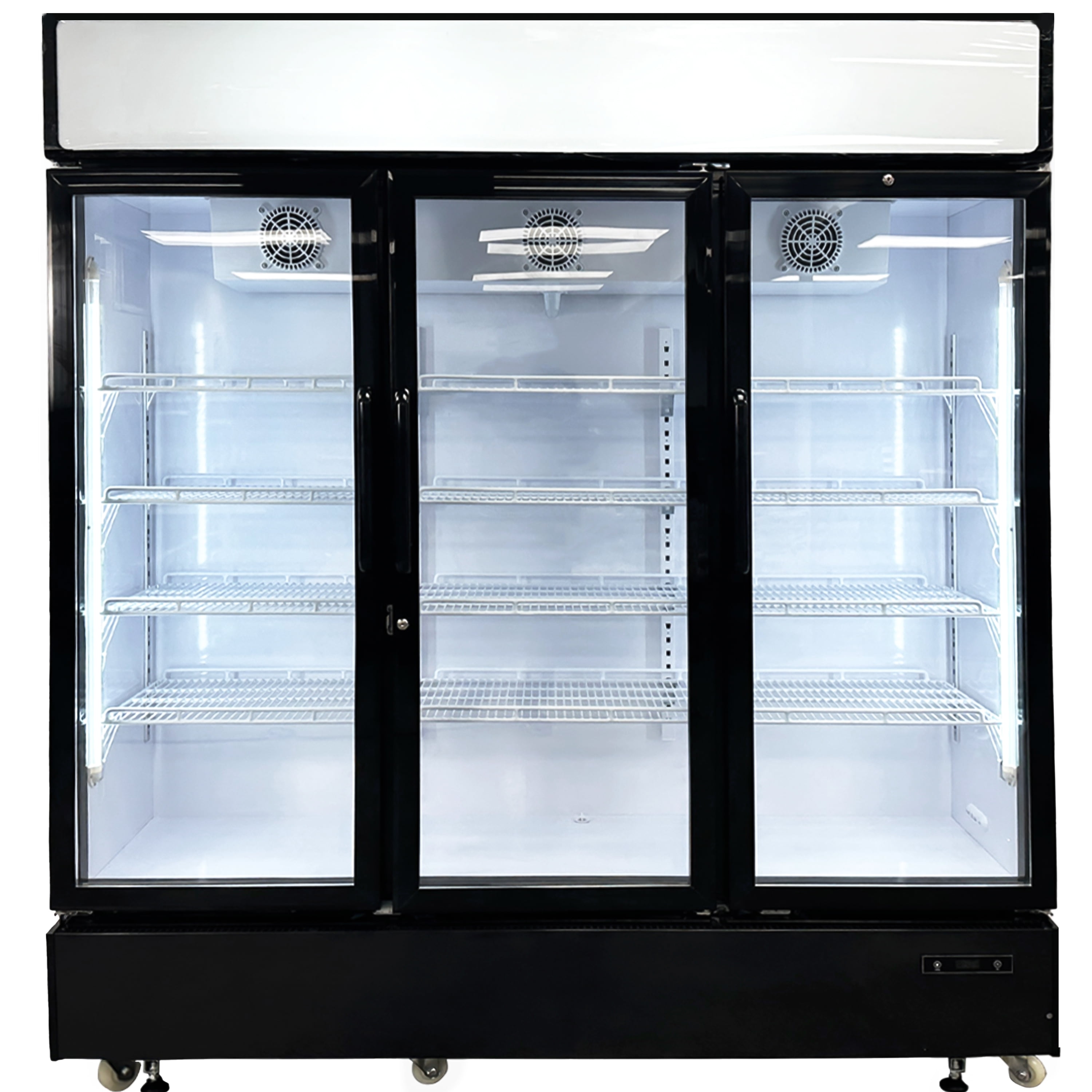Elite Kitchen Supply 78in Large Refrigerator, Three Tempered Glass Doors, Adjustable Racks, 69.43 Cu. ft., NSF