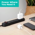 thumbnail image 4 of KMC Surge Protector Power Strip, 6-Outlet, 2-Pack, 4 ft Extension Cord, 900 Joules, Black, 4 of 10
