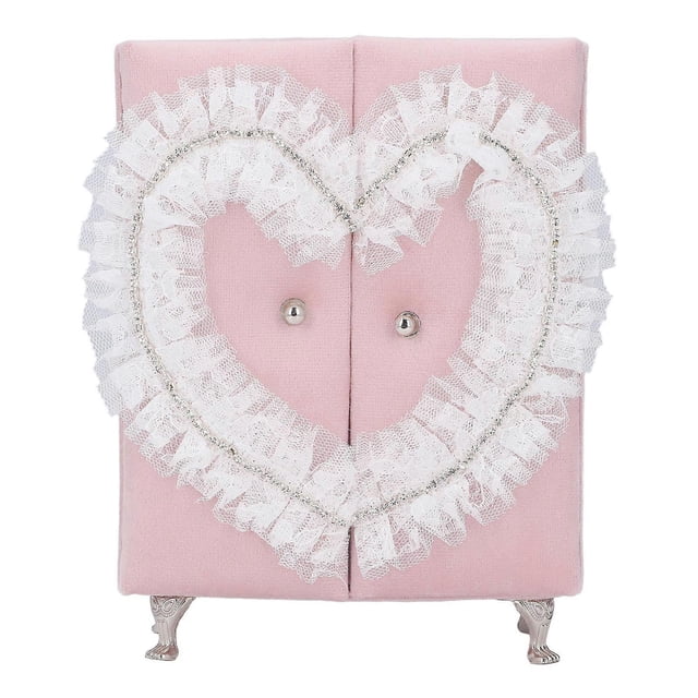 Dollhouse Wardrobe Furniture Accessory Pink Lint Rhinestones Cute Mini Armoire Jewelry Box for Girls Kid