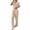 Beige, variant on SOOMLON Button up Pajamas Women Short Sleeve Shirts Polka Dots Long Pants Comfortable Knit Ribbed Two Piece Lounge Sets