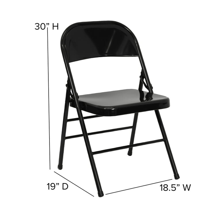 Emma + Oliver 2 Pack Triple Braced & Double Hinged Black Metal