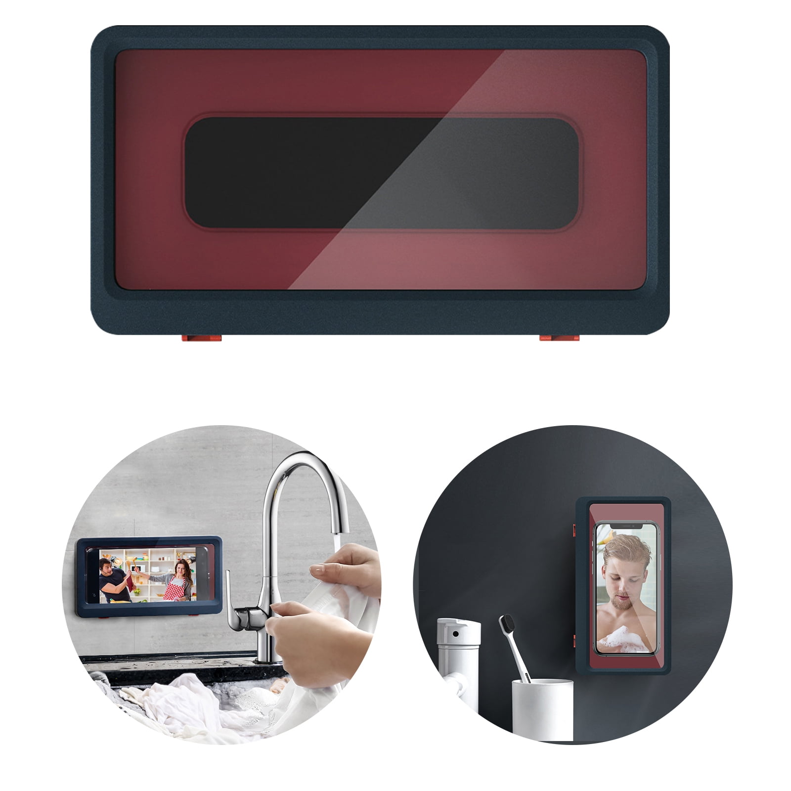 Wall Mount Shower Phone Holder Punch-Free Waterproof Bathroom Case HD Anti-Fog Sensitive Touch Screen Phone Box Self Adhesive Phone Holder for Phones Under 6.8in Dark Blue Wall Mount Shower Phone Holder Punch-Free Waterproof Bathroom Case HD Anti-Fog Sensitive Touch Screen Phone Box Self Adhesive Phone Holder for Phones Under 6.8in Dark Blue