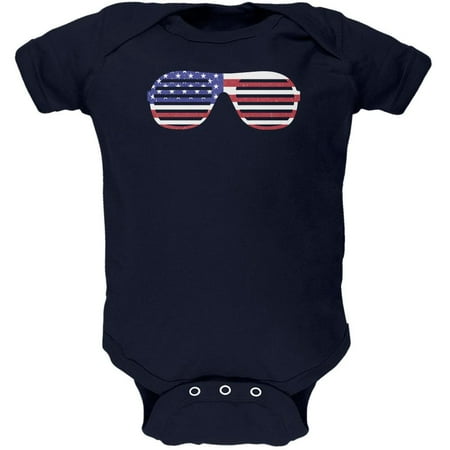 

4th of July American Shutter Shades Navy Soft Baby One Piece - 3-6 months