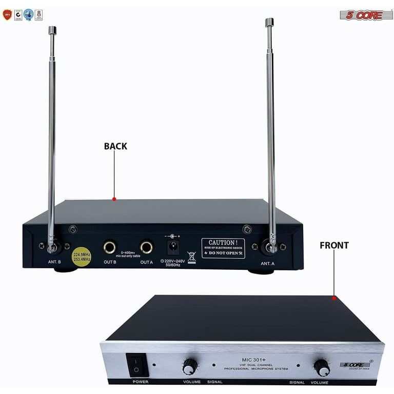 5 Core Wireless Microphone Dual Channel System w Handheld Dynamic Mic  Portable Cordless Microfone Microfono Inalambrico Profesional WM 301 HC