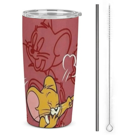 

6251380965661 Car Cup Insulated Tumbler Travel Cup Keeps Drinks Cold & Hot 20oz - with Straw Lid Stainless Steel