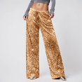 thumbnail image 2 of Women's Wide Leg Sequin Drawstring Pants Color Khaki Size L, 2 of 6