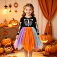 thumbnail image 2 of CONZONE Halloween Costume Dresses for Toddler Girls Long Sleeve Hallowmas Skeleton Graphic Tulle Dress Cute Party Stage Dress Up Clothes, 2 of 9