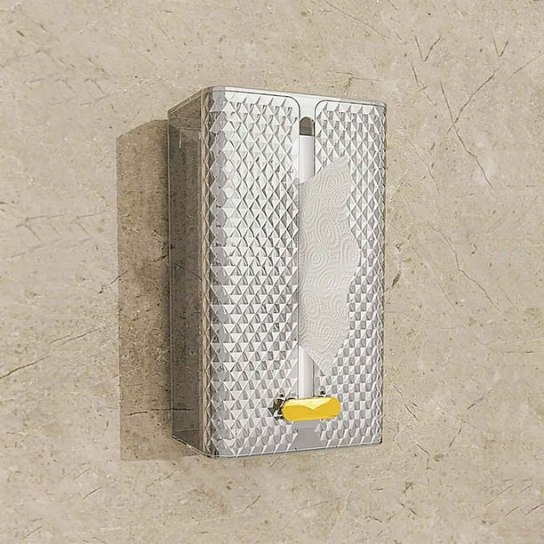 Dispensador de toallas de papel de pared de acrílico transparente para baño y cocina | Gran capacidad de almacenamiento con puerta lateral para recarga fácil