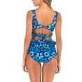 thumbnail image 4 of Traje de baño para mujer, sin montura, de talle alto, en capas, con volantes en la espalda, con tiras, trajes de baño divididos transpirables para actividades acuáticas, azul M, 4 of 7