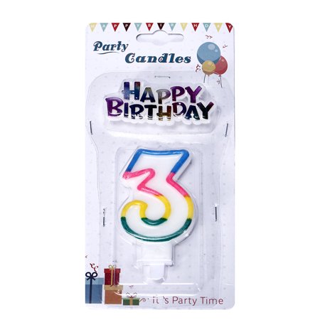 Livingbasics Party Number 3 Candle Happy Birthday Decor