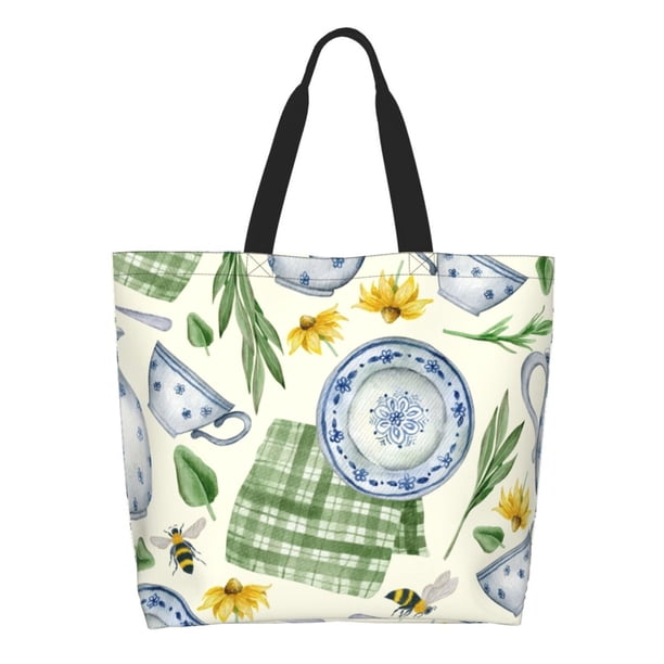 Balery Vintage Utensils Bolsa Tote Estilo Estético con Cremalleras, Bolsa de Hombro, Bolsa de Compras Grande y Plegable
