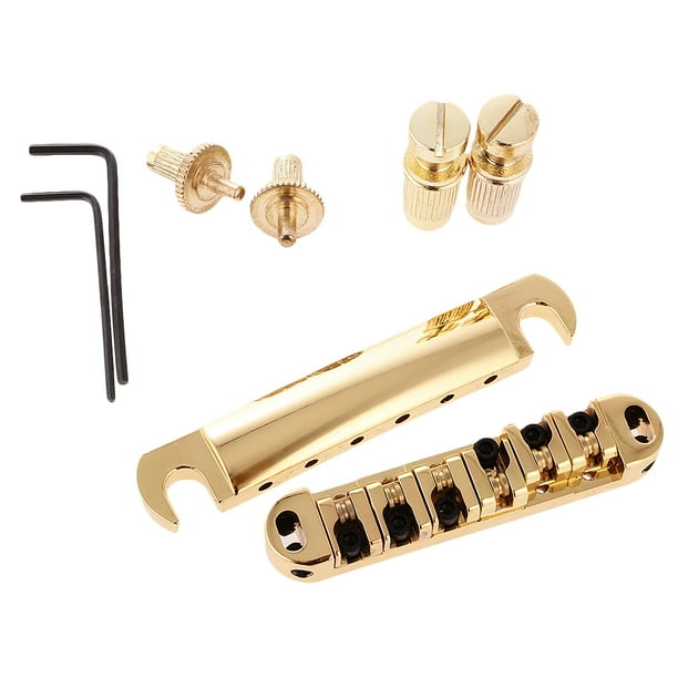 Kit de piezas para puente, rodillo, selleta y cejuela para guitarra eléctrica LP de 6 cuerdas Dorado