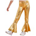 thumbnail image 2 of Alvivi Girls Boys Shiny Metallic Flared Pants Ruffle Bell Bottoms Dance Performance Leggings Trousers Gold 16, 2 of 7