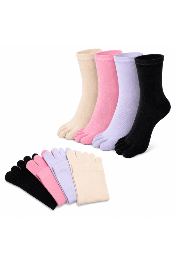 Pairs Running Toe Socks, Five Finger Trainer Socks, Toe Separator Socks for Men and Women, Pink