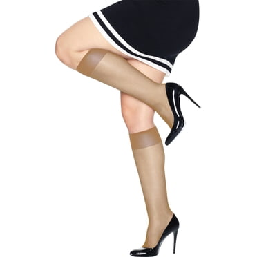 Leggs Women's Everyday Knee Highs - 20 Pairs Sheer Hosiery With Stay-Put Band & Reinforced Toe