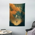 thumbnail image 1 of Fantasy Tapestry, Flying Man with Balloons in Sky Starry Night Freedom Fun Theme Illustration, Wall Hanging for Bedroom Living Room Dorm Decor, 40W X 60L Inches, Orange Ash Gray, by Ambesonne, 1 of 2