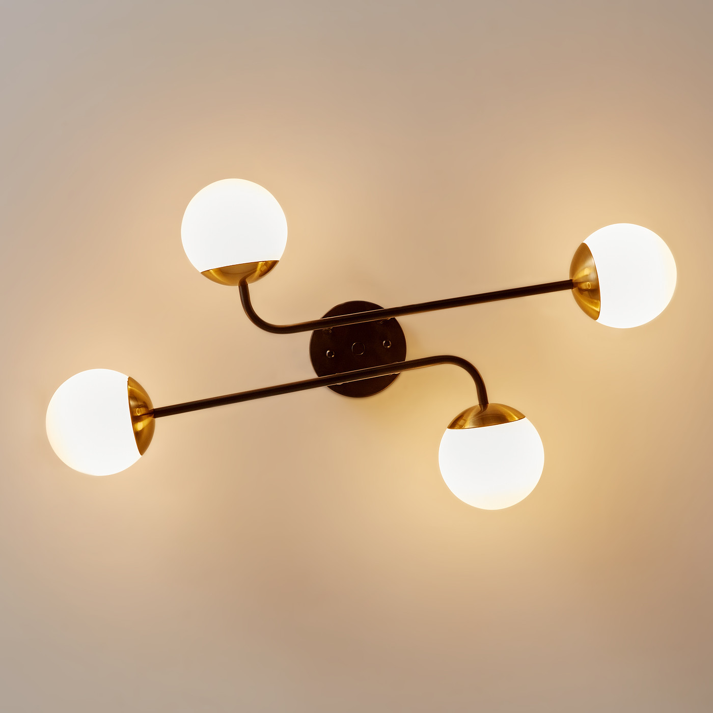 Aiwen Contemporary 4 Lights Semi Flush Mount Ceiling Lamp With Glass Opal Shade