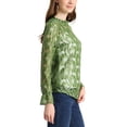 thumbnail image 5 of MODA NOVA Juniors Crochet Lace See Through Floral Ruffle Neck Blouse Green-1 M, 5 of 7