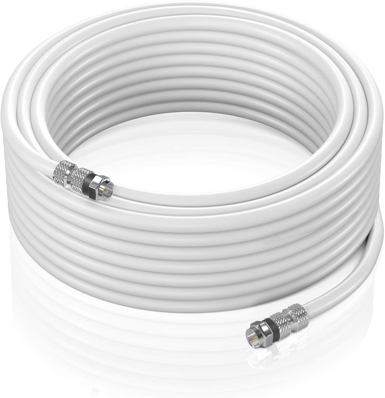 Maximm Coaxial Cable, 150 Feet, White, RG6 FPin Triple Shielded UL CL2