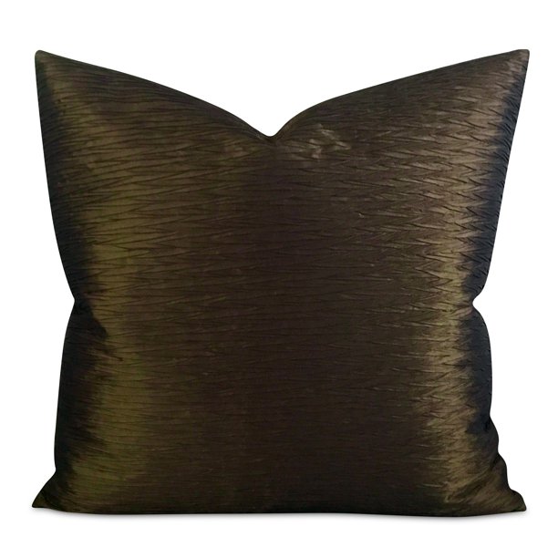 Metallic Forest Green Silk Pleated Decorative Pillow Cover 24" x 24