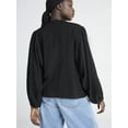 thumbnail image 3 of Scoop Women’s Crinkle Gauze Shirt with Blouson Sleeves, Sizes XS-XXL, 3 of 4
