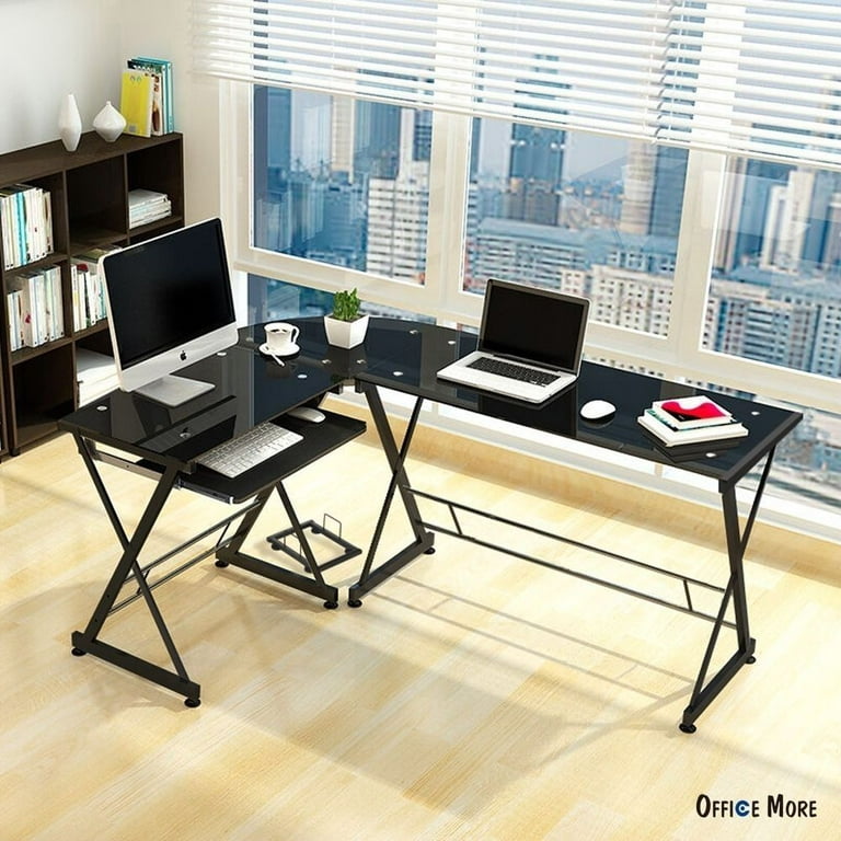 Ktaxon L-Shaped Computer Desk Corner PC Latop Table Study Office  Workstation Black