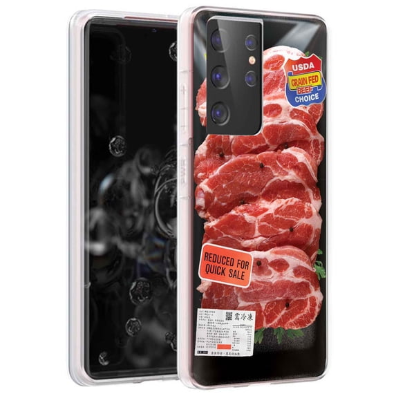 TalkingCase Slim Phone Case for Samsung Galaxy S21 Ultra 5G, S30 Ultra, (Not S21,S21+), Beef Print, Lightweight,Flexible,Soft, USA