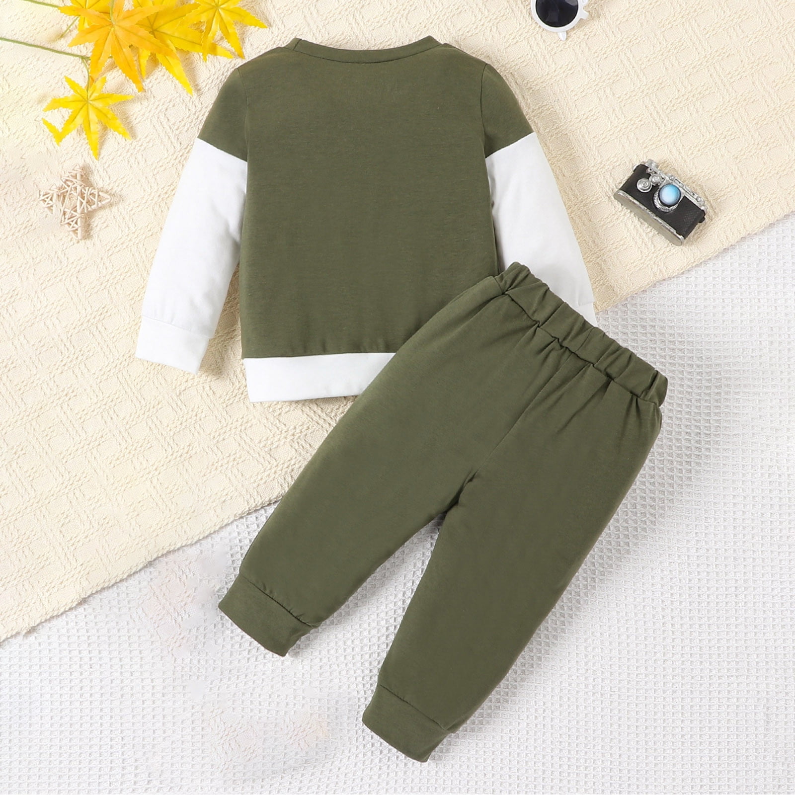 HCNTES Toddler Baby Boy Clothes Infant Long Sleeve Tops Pants Sweatsuit Outfits(Green,12-18 Months)