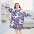 thumbnail image 5 of Wearable Blanket with Sleeves and Pocket Oversized Hooded Sweatshirt 3-14 YR Unicorns and Pegasi Pattern S, 5 of 7