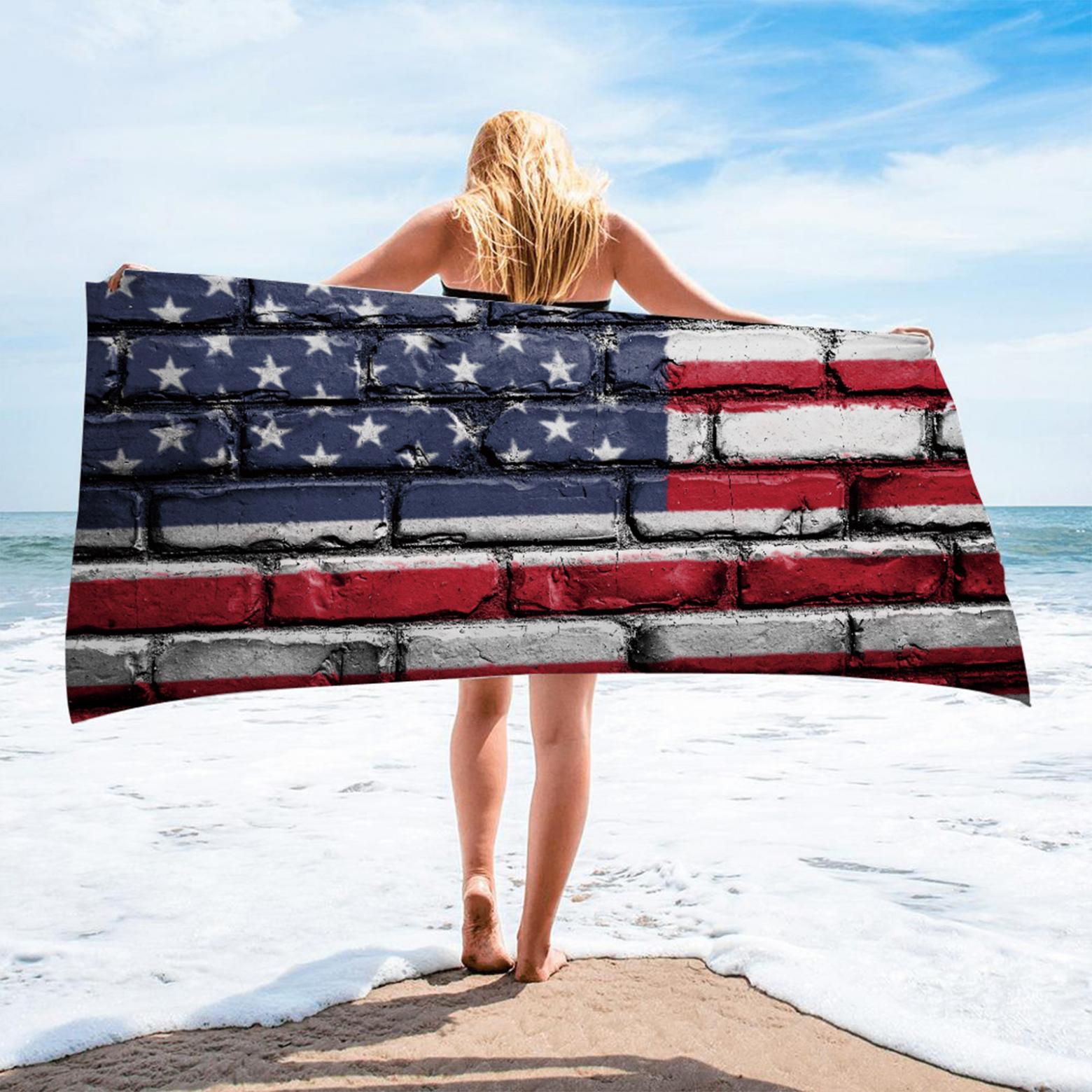 Danhjin Beach Towel, 4th of July American Flag Beach Towel Oversized USA Beach Towels