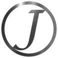 thumbnail image 1 of Foreman Metal Works CIRCLEMONOGRAM-24-J-SILVR 14 Gauge Solid Steel Unique Script Monogram Initial Circle Wall Art, Sparkling Silver - 24 in., 1 of 1