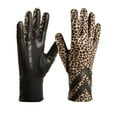 thumbnail image 1 of Isotoner Women' SmartDri Smartouch 3 Button Length Spandex Chevron Gloves - A30660 (Leopard, S/M), 1 of 1
