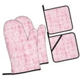 thumbnail image 2 of YFYANG Oven Mitts and Pot Holders Sets 4 Pieces, Non-Slip Heat Resistant Pink Diamond Pattern Kitchen Glove Pot Mat for Cooking and Baking, 2 of 8