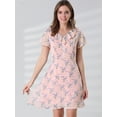 thumbnail image 2 of Unique Bargains Robe à la Taille Haute à Manches Courtes à Volants pour Femmes, 2 of 6