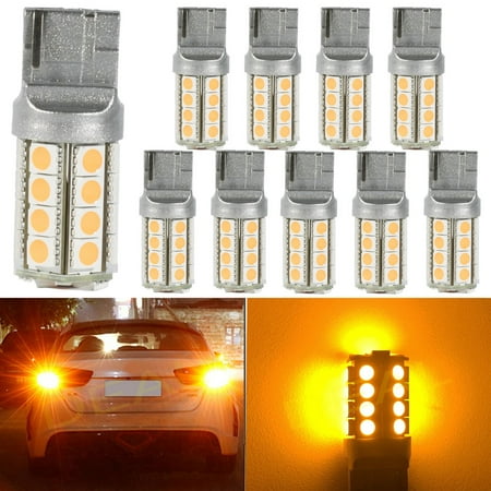 

10pcs 7443 Super Bright Yellow/Amber DC 12V 30-SMD LED Bulbs For Front Rear Turn Signal/Parking/Driving/Side Marker/Stop/Brake Tail Light Lamp Double Filament