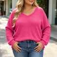 thumbnail image 2 of Enjoytime Plus Size Tops for Women Trendy Knit V-Neck Long Sleeve Shirts Loose Casual Fashion Fall Clothes 2026, 2 of 6