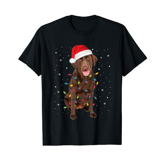 Christmas Labrador Retriever Dog Chocolate Lab Lover Black T-Shirt