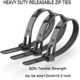 thumbnail image 3 of HLONK Attaches à Fermeture Éclair Réutilisables et Détachables 12 Pouces, Attaches de Câble Épaisses Noires Réutilisables, Lot de 100, Résistance à la Traction de 50 Lb, Attaches de Câble en Nylon pour Usage Multi-Usage Intérieur et Extérieur, 3 of 7