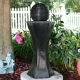thumbnail image 3 of Sunnydaze Modern Black Polyresin Pedestal and Ball Solar Water Fountain with LED Lights, 3 of 7