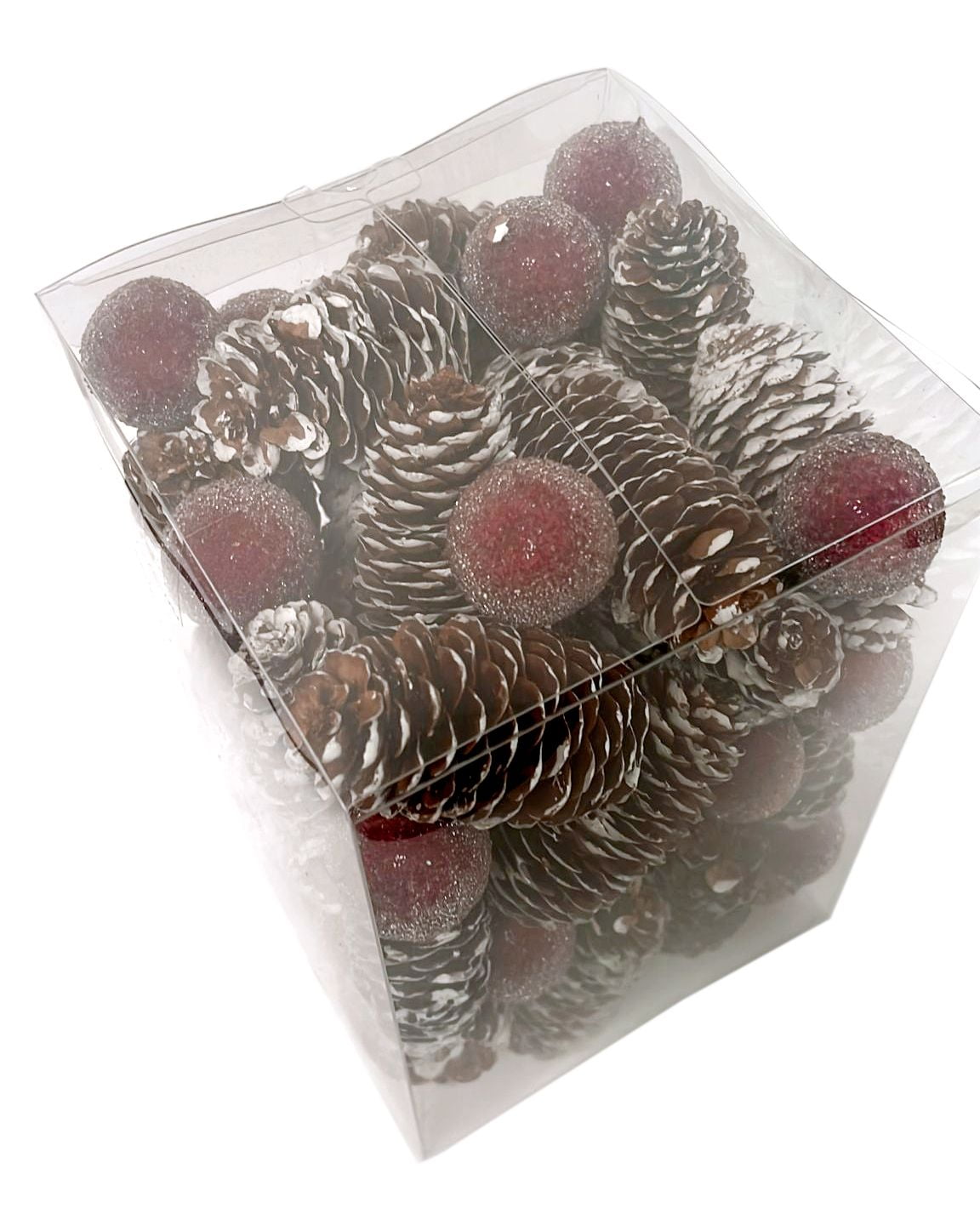 Better Homes & Garden Frosted Brown Pinecones and Red Berries 14 oz Decorative Bowl Filler