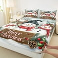 thumbnail image 3 of jejeloiu Cartoon Christmas Snowman Bed Sheets,Red Xmas Berry King Sheets,Happy New Year Sheet Set For Girl Boys Kids,Super Cozy Room Decor,4-Piece, 3 of 7
