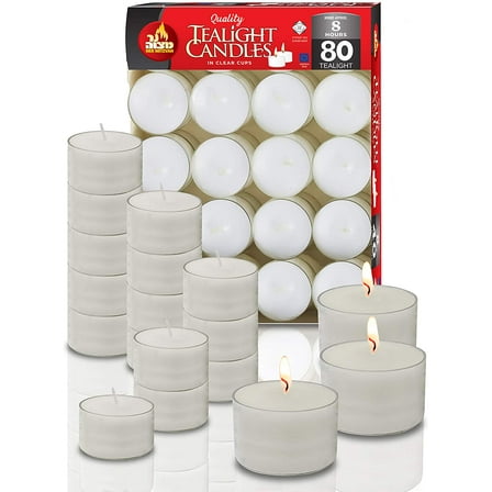 Ner Mitzvah, 8 Hour Tealight Candles  - White (80 Pack)