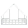 thumbnail image 5 of Miniyam Wood Twin Size Floor Bed with House-Shaped Design & Guardrails for Toddler, White, 5 of 7