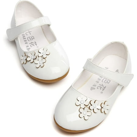 Girls Dress Shoes Mary Jane Flats Princess Flower Shoes Ballet Flats Party School Wedding Shoes(Toddler/Little Kid/Big Kid)