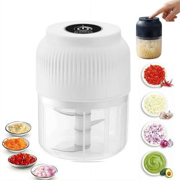 2026 New Electric Garlic Chopper, Mini Portable Veggie Chopper USB Charging Cordless Food Processor, Upgrade Electric Mini Garlic Choppers Set Cordless Veggie Grinder, 300ml