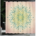 thumbnail image 3 of Ambesonne Lotus Shower Curtain, Sun Pattern Ombre Mandala Art, 69"Wx84"L, Pale Peach, 3 of 4